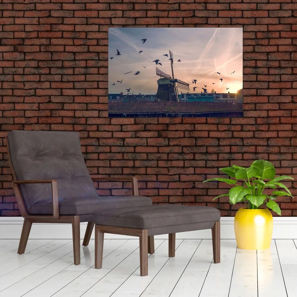 Tablou cu moară de vânt (90x60 cm)