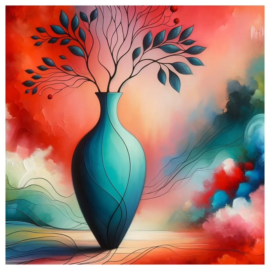 Tablou vază strălucitoare în abstract