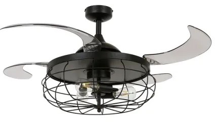 Ventilator LED de tavan FANAWAY 212920 INDUSTRI 3xE27/4W/230V negru + telecomandă