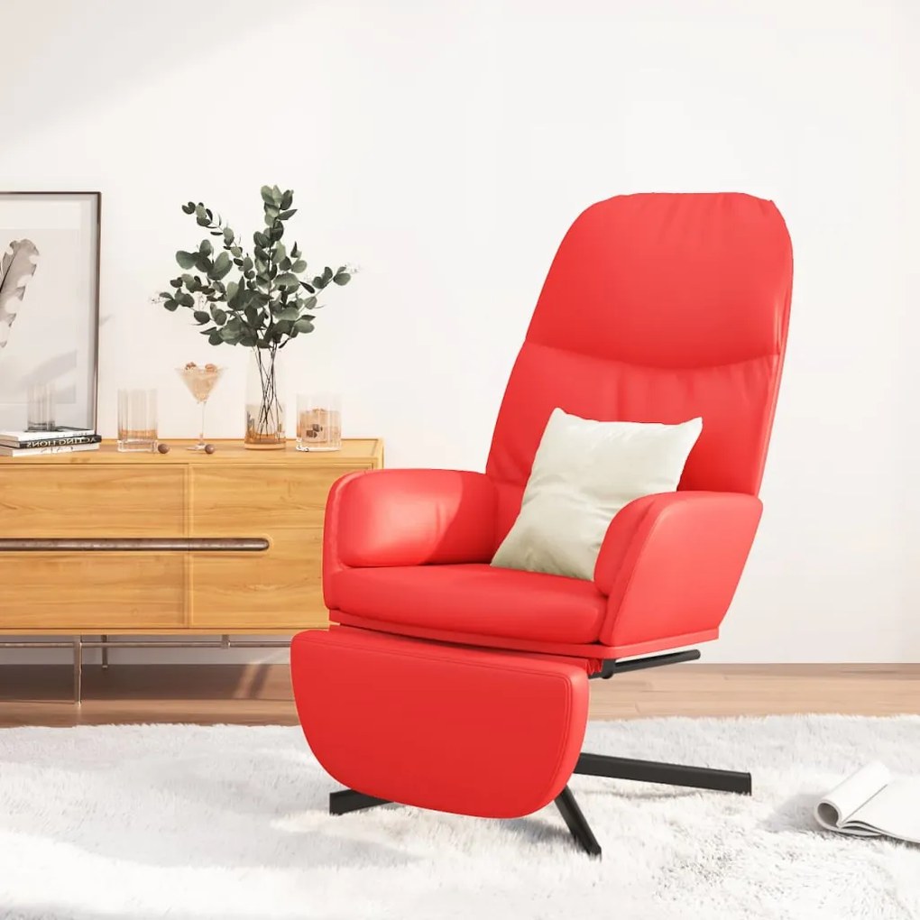 3097420 vidaXL Scaun de relaxare cu taburet, roșu, piele ecologică