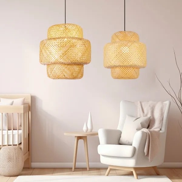 Lustră pe cablu Immax 08267L HILO 1xE27/40W/230V d. 38 cm bambus