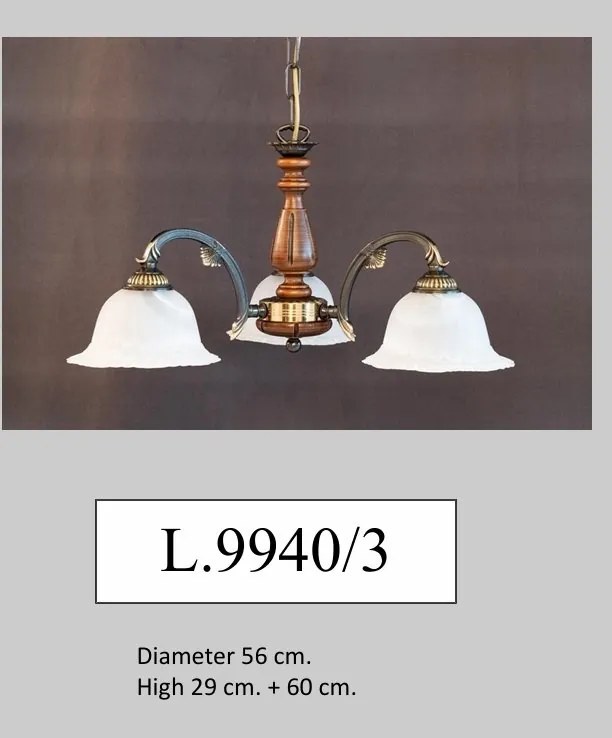 Lustra rustica suspendata cu 3 brate design italian 9940