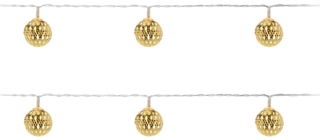 Ghirlanda luminoasa cu 10 globuri, Gold Christmas,130 cm