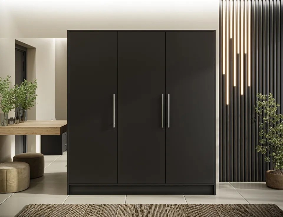 Dulap cu 3 usi Alarica 180x60x200 cm Alarica – Negru