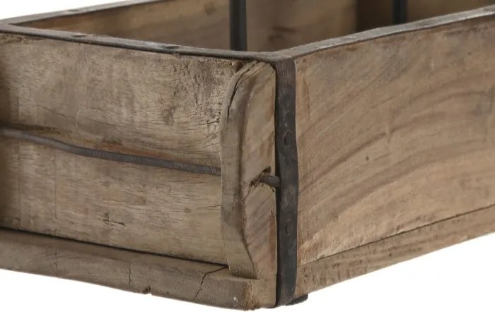 Suport lumânări decorativ ,natur din lemn de tec si metal, "Fjell"