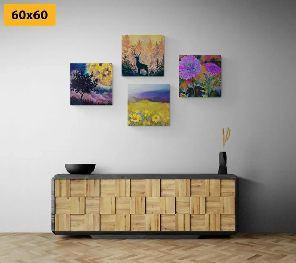 Set tablouri cerb în natură imitația picturii în ulei