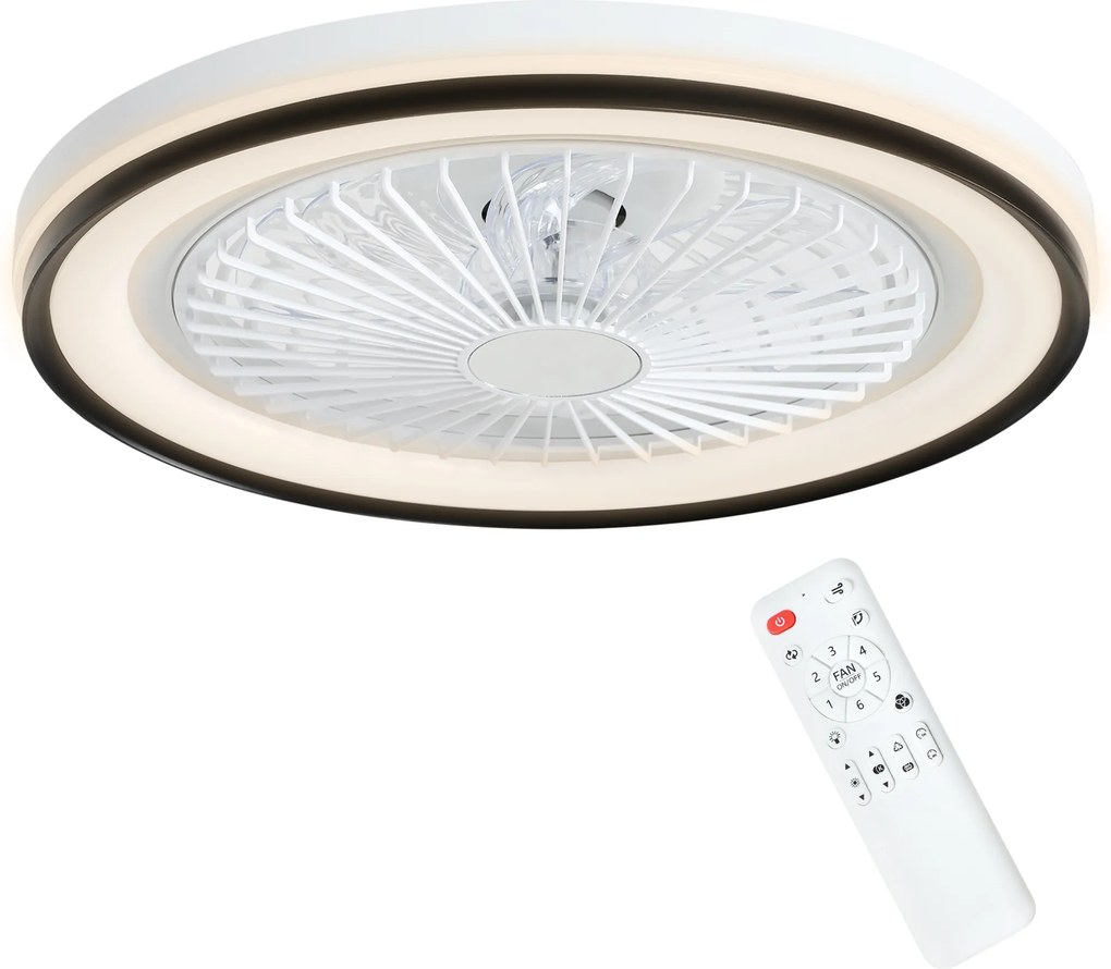 HOMCOM Ventilator de Tavan cu Iluminare RGB 6 Viteze Motor Reversibil și Telecomandă Putere 48,5W Ø48x13 cm Alb | Aosom Romania