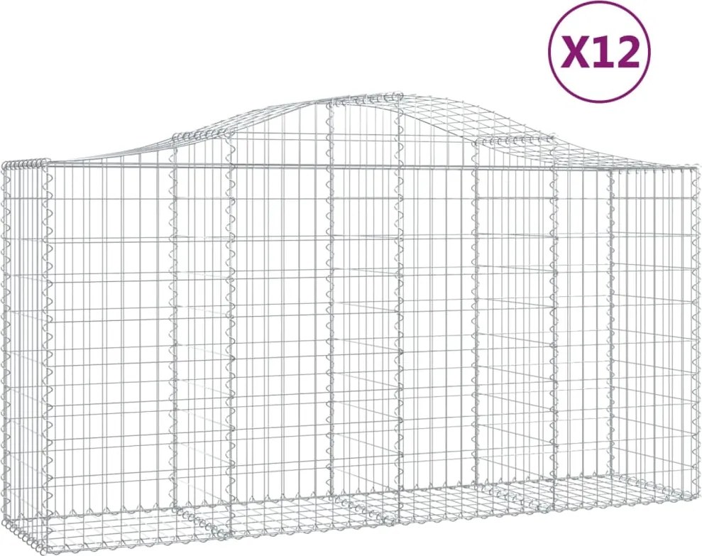 vidaXL Coșuri gabion arcuite 12 buc, 200x50x100/120cm, fier galvanizat