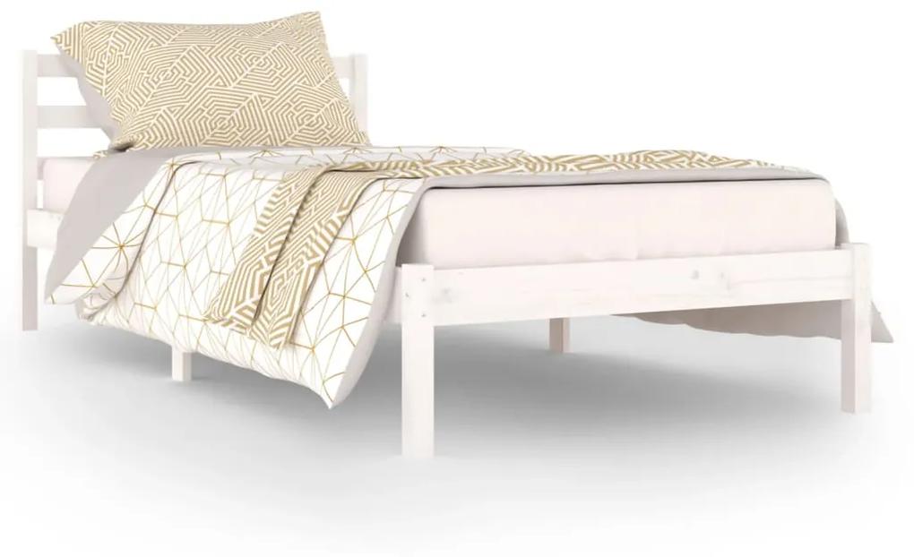 810416 vidaXL Cadru de pat, alb, 90x200 cm, lemn masiv de pin