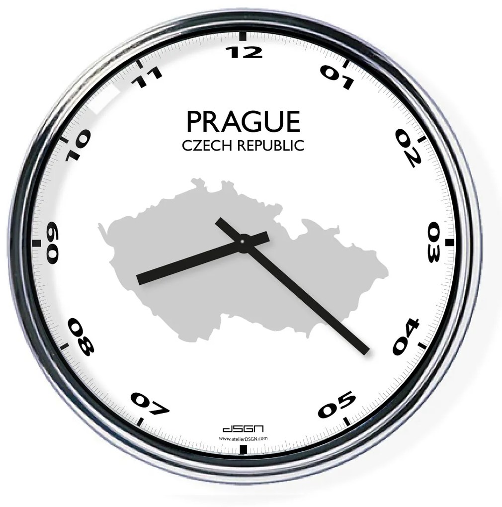 Ceas de birou (deschis sau întunecat) - Praga / Cehia, diametru 32 cm | DSGN, Výběr barev Tmavé