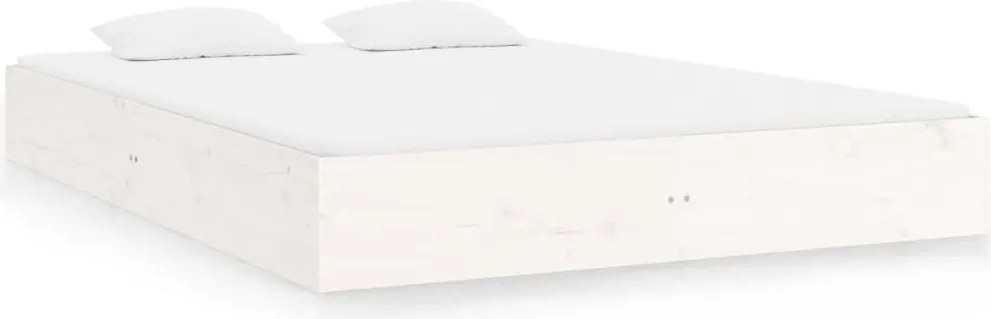 vidaXL Cadru de pat, alb, 140x200 cm, lemn masiv