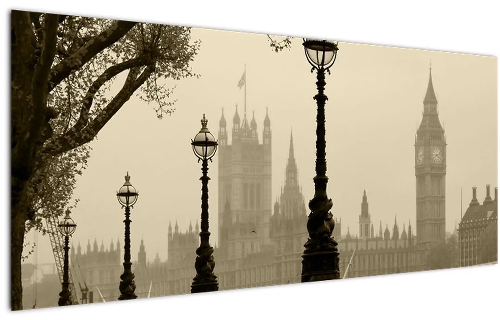 Tablou - Londra în ceață, Anglia (120x50 cm)