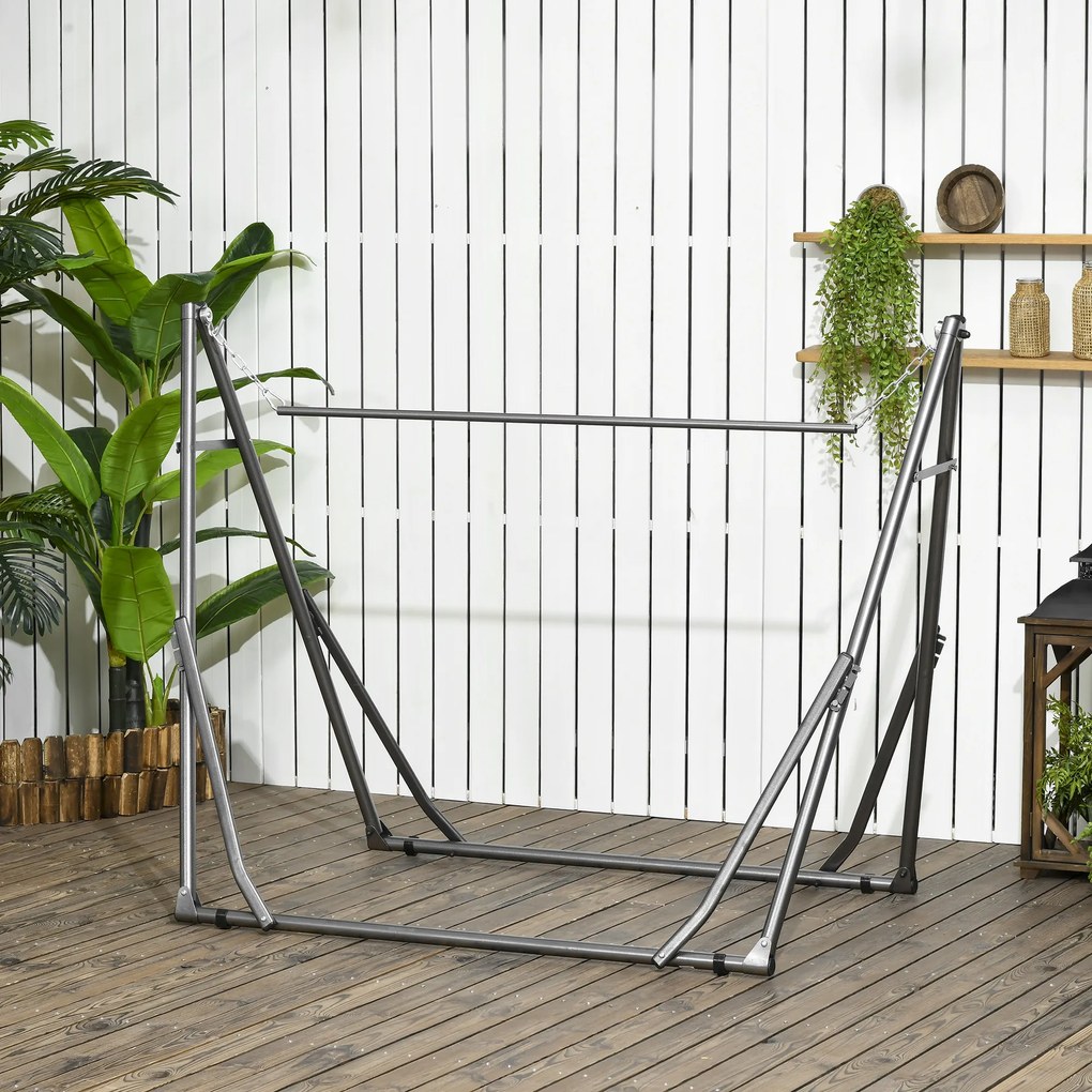 Outsunny suport hamac 2-în-1, rezistent la intemperii, suport pentru rufe, 290 cm x 92 cm x 88 cm, Negru | Aosom Romania