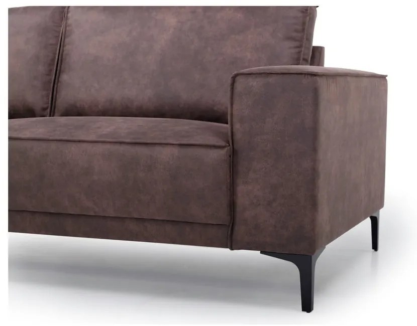 Colțar maro închis cu tapițerie din imitație de piele (colț pe partea stângă ) Copenhagen – Scandic