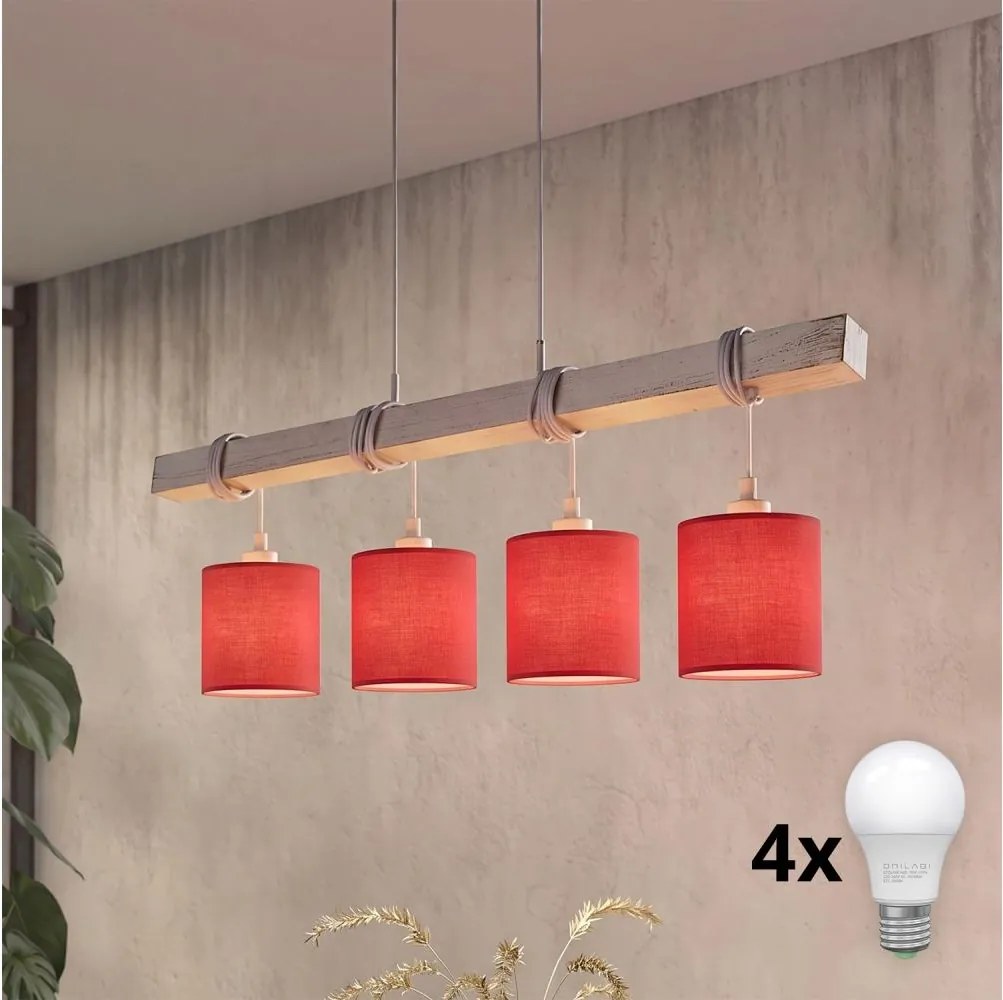Brilagi - lustra LED suspendată pe cablu NUBILA 4xE27/60W/230V gri/roșu