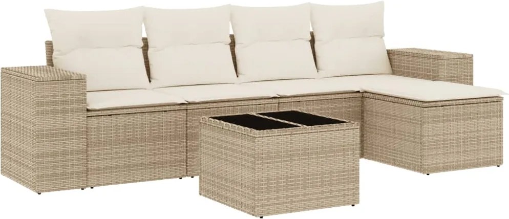 vidaXL Set canapele de grădină cu perne, 6 piese, bej, poliratan
