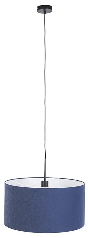 Lampă suspendată modernă neagră cu abajur albastru antic 50 cm - Combi 1