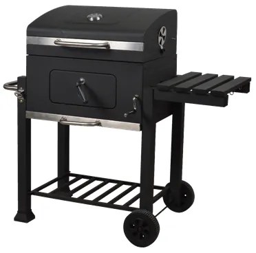 Gratar Memphis cu grill de fonta, cenusar, desfacator de bere si roti, gri,114x107x68 cm