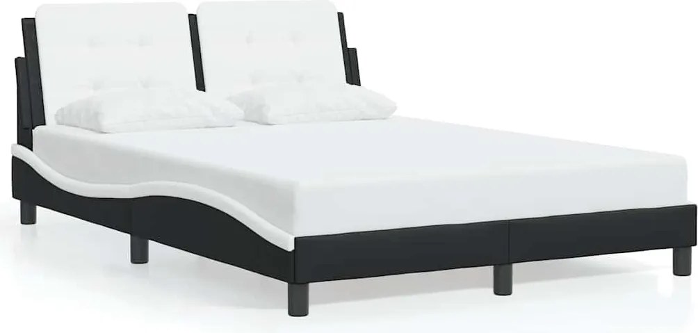 vidaXL Cadru de pat fără saltea, Zadar, negru/alb, 120x200 cm, piele ecologică