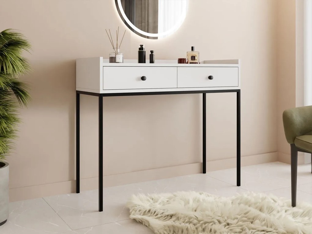 Masă de toaletă Tezarta 2SZ (Alb + Negru) . Promo -17%. 1106148