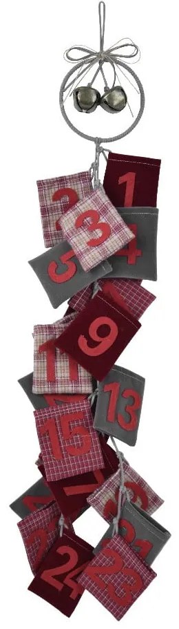 Calendar advent suspendat din lână Ego Dekor Advent, înălțime 77 cm, roșu