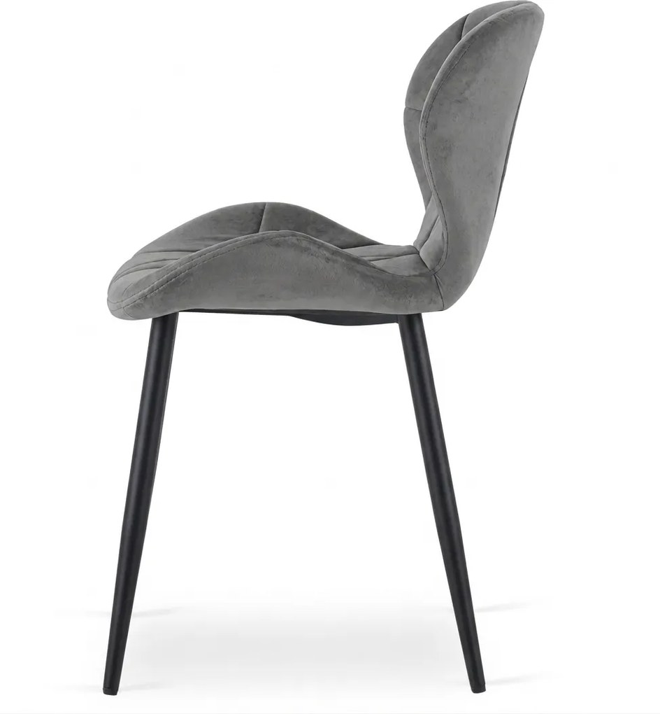 Scaun de sufragerie MANGO VELVET cu picioare negre, gri