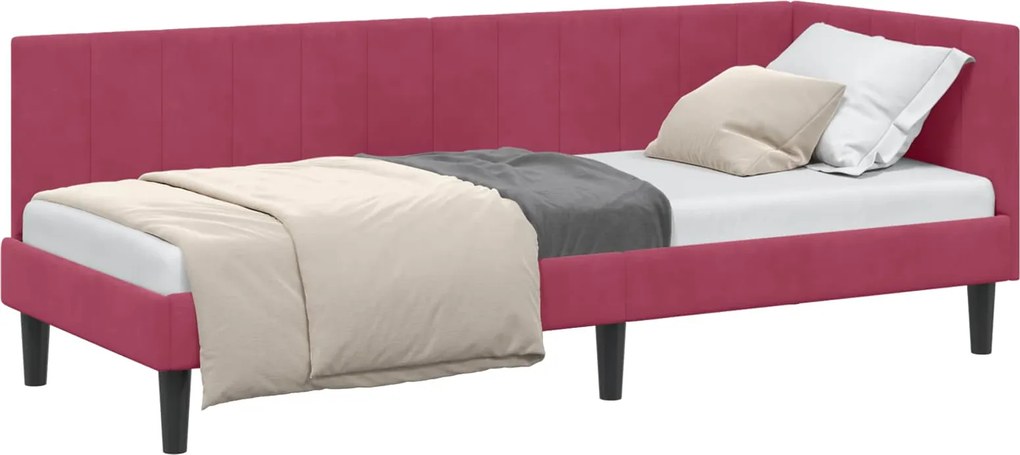 vidaXL Cadru de pat colțar Roșu Vin 80 cm x 200 cm Catifea