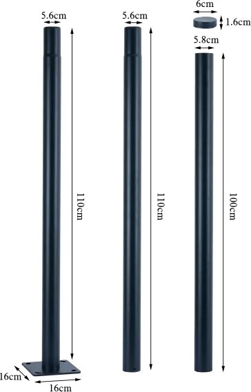 Brilagi - Tijă metalică antracit pentru stâlp iluminat exterior URBAN 3 m