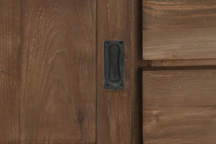 Comodă TV interior natural din tec reciclat cu structură din lemn – "Varindra"