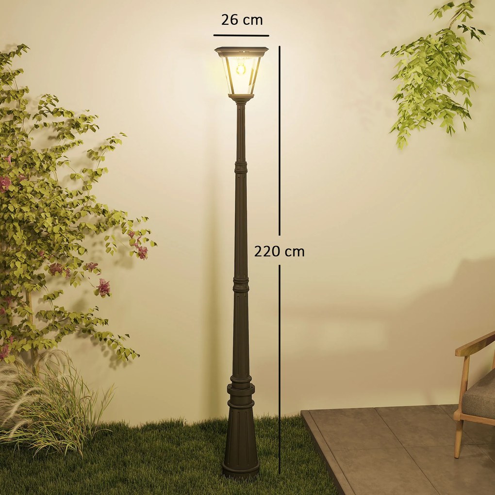 Outsunny Lampadar de Exterior cu Energie Solară cu Senzor PIR Negru | Aosom Romania
