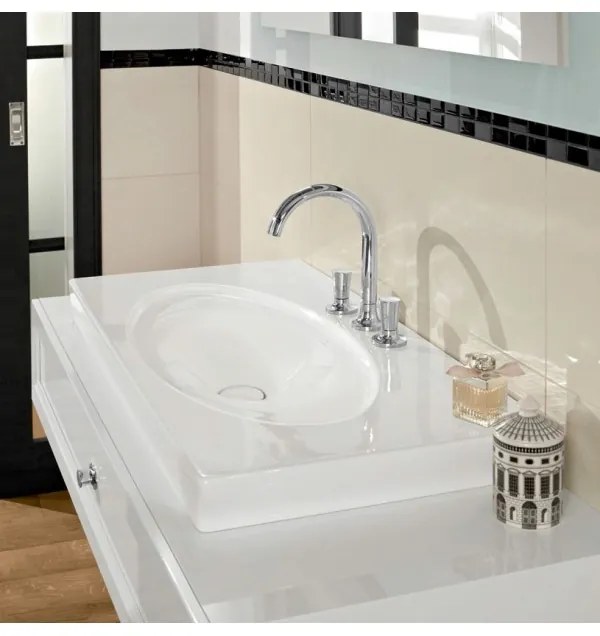 Lavoar pe mobilier, Villeroy&Boch La Belle, 100x49cm, fara preaplin, Alb Alpin CeramicPlus, 6124G2R1
