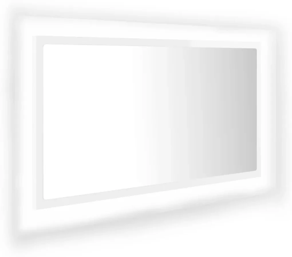 804929 vidaXL Oglindă de baie cu LED, alb extralucios, 80x8,5x37 cm, acril
