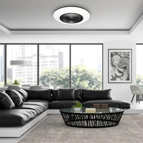 Plafonieră LED dimabilă cu ventilator ARIA LED/38W/230V negru/alb + telecomandă