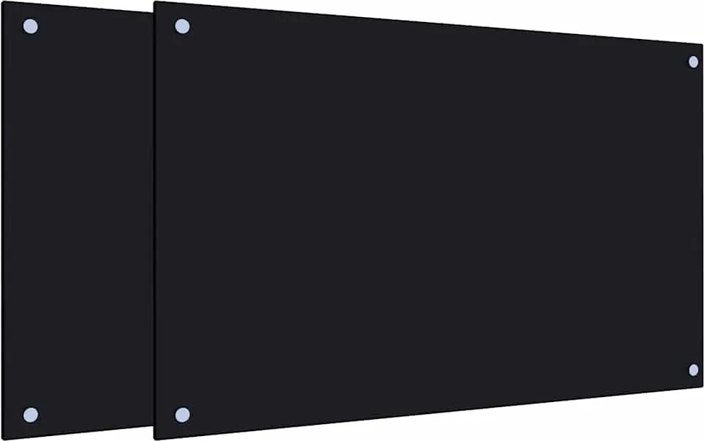 vidaXL Panou antistropi bucătărie 2 buc. negru 80x50cm sticlă securiz.