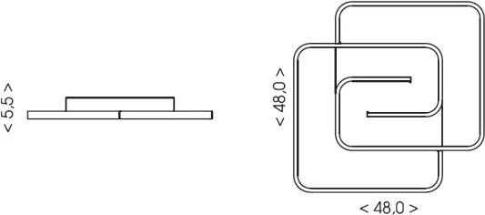Brilagi - Plafonieră LED dimabilă VELO, 64 W, 230 V, 48x48 cm, cu telecomandă
