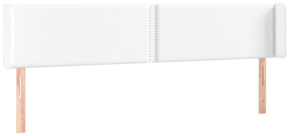 3118737 vidaXL Tăblie de pat cu aripioare alb 203x16x78/88 cm piele ecologică