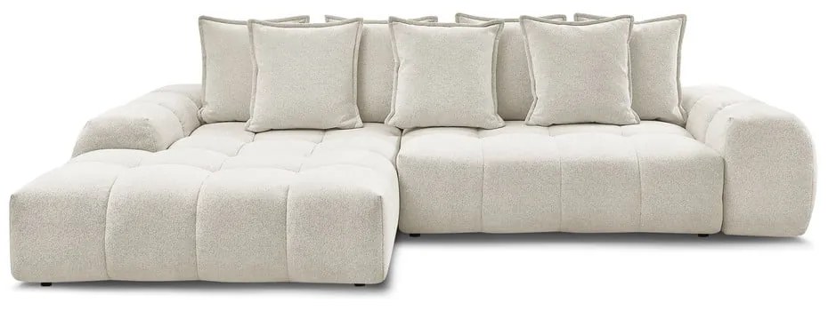 Colțar alb extensibil/cu spațiu de depozitare cu tapițerie din chenille (cu colț pe partea stângă/cu șezlong) Everest – Bobochic Paris