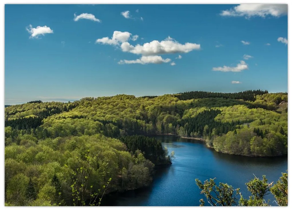 Tablou pe sticlă - Lac montan (70x50 cm)