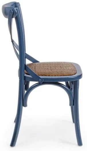 Scaun albastru din rachita si lemn de Ulm, Cross Bizzotto