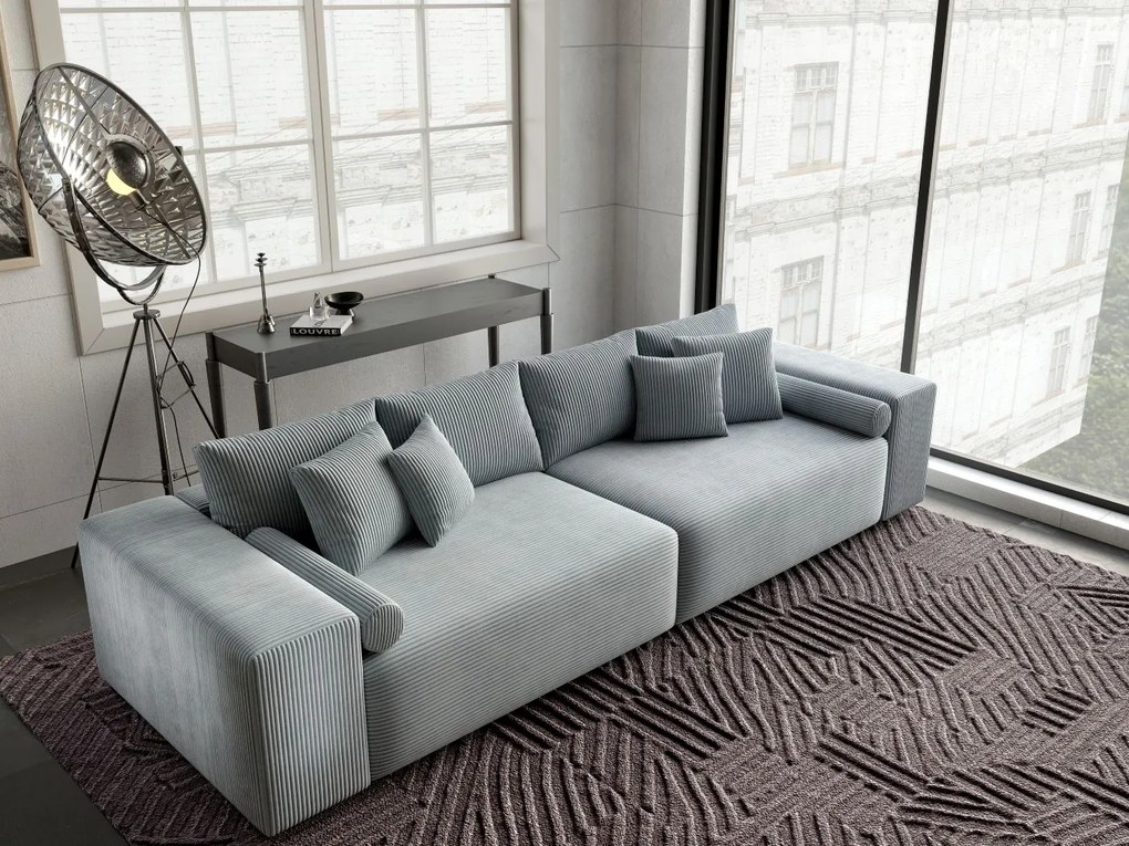 Canapea extensibilă dumonde cu ladă de depozitare si sezut confortabil din spuma high-density, Marbela Zoom Grey XXL 295x100 cm
