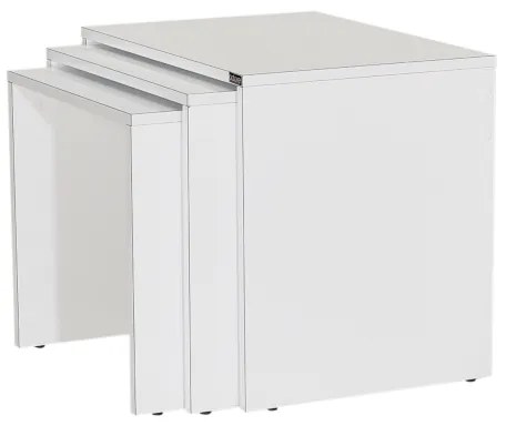 SET 3x măsuță de cafea de culoare albă