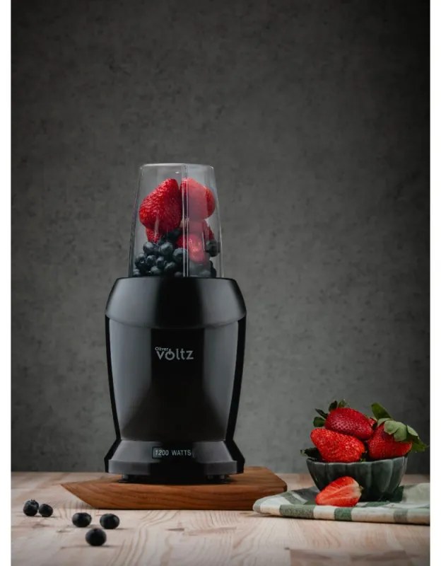Nutri Blender Oliver Voltz OV51162D, 1200 W, 2 pahare, Fara BPA, 1L/800 ml, Zdrobire gheata, Negru