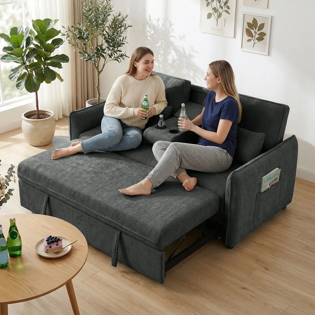 HOMCOM Canapea mică extensibilă cu saltea integrată | Aosom Romania