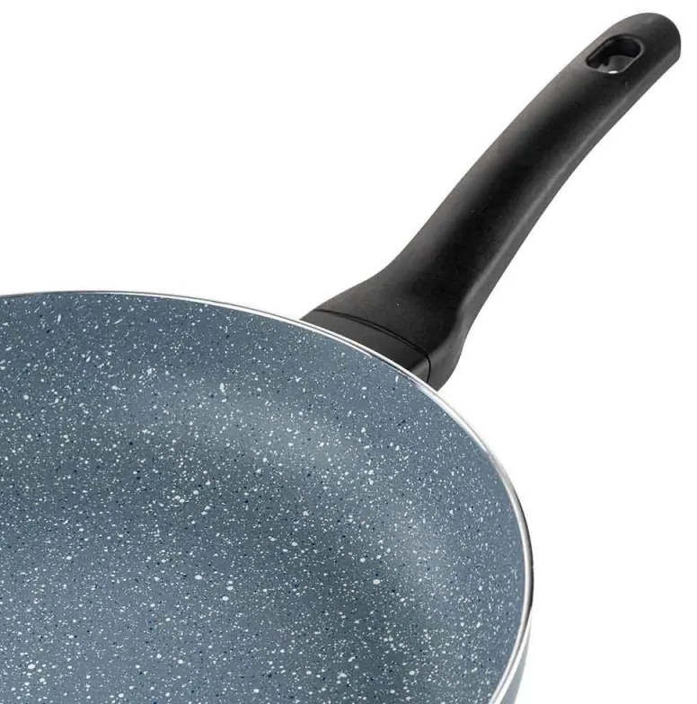 Tigaie wok Luigi Ferrero Prima FR-3033, 30x9 cm, Acoperire antiaderenta cu efect de marmura, Inductie, Albastru inchis