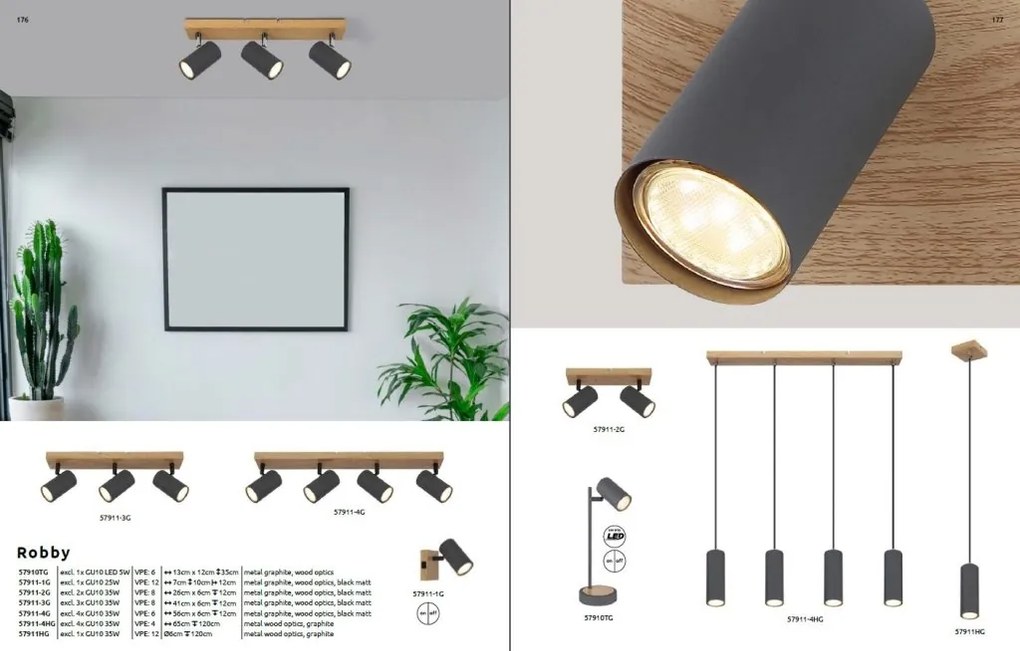 Pendul design modern ROBBY gri grafit