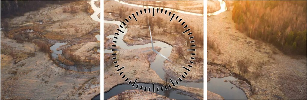 Tablou - Răsărit la Meander (cu ceas) (90x30 cm)