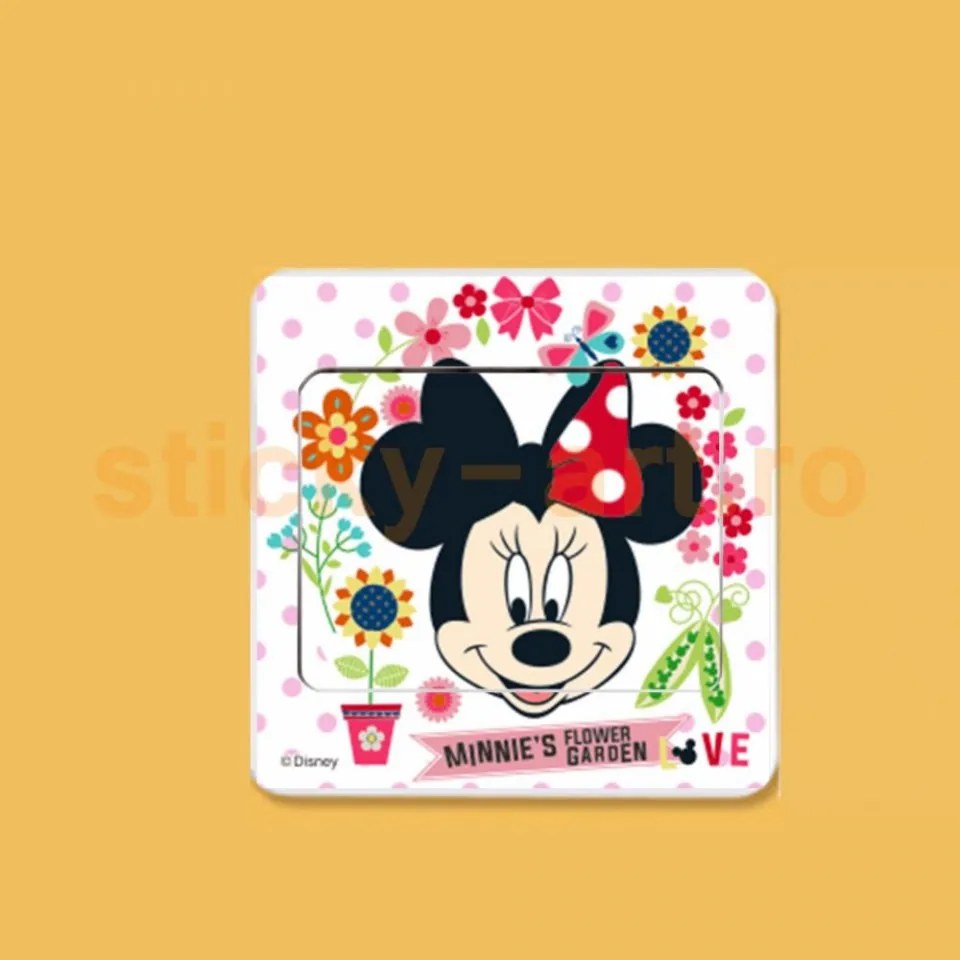 Sticker intrerupator Minnie cu flori 9x9 cm