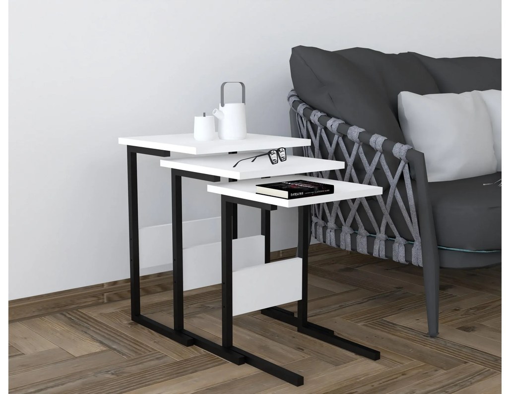 Set 3buc. măsuțe cafea Solamo (negru + alb). 1094339