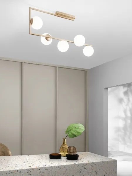 Ondaluce - Candelabru cu tijă MONILE 5xE14/10W/230V auriu/alb