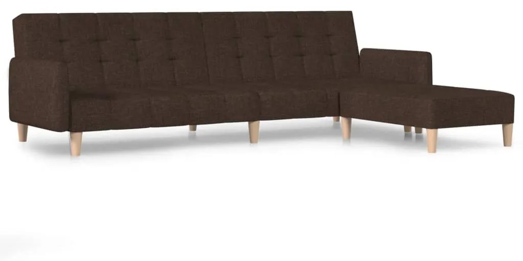 3080551 vidaXL Canapea extensibilă cu 2 locuri și taburet, maro închis, textil